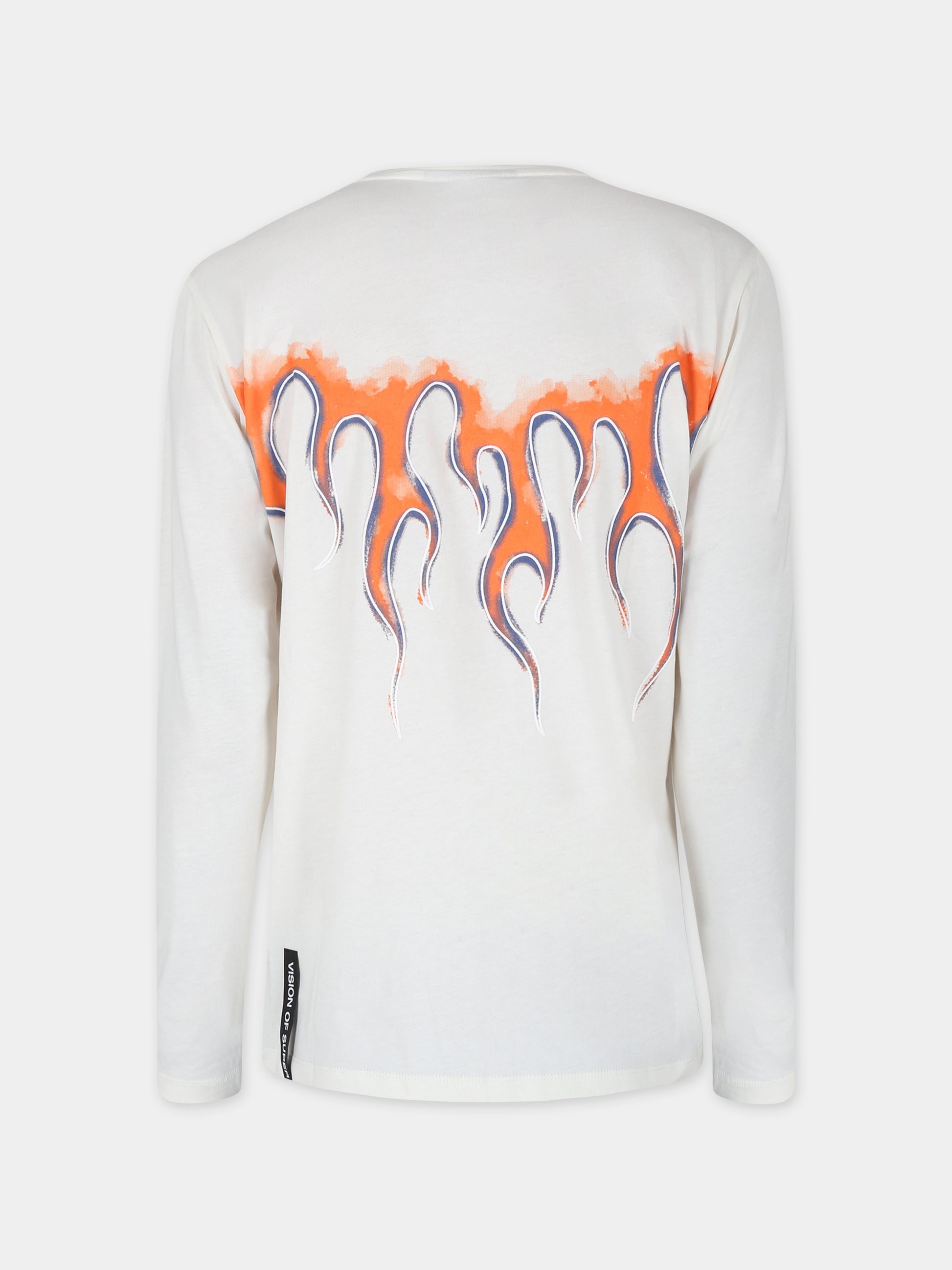 T-shirt avorio per bambio con fiamme,Vision Of Super,TSV4305J BURRO