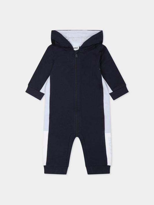 Tutina blu per neonato con logo,Boss,J94354 MARINE