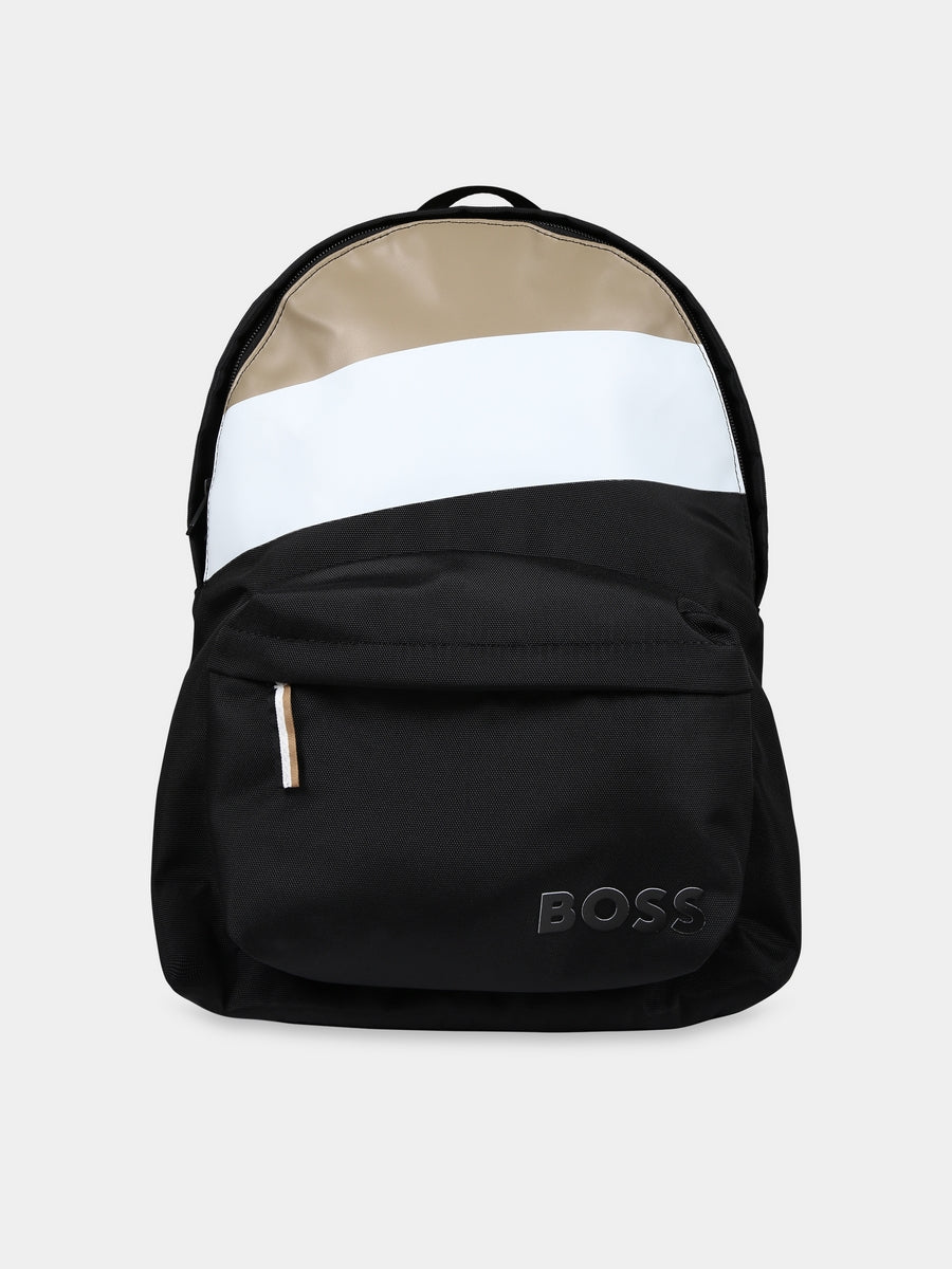 Zaino nero per bambino con logo,Boss,J20414 09B