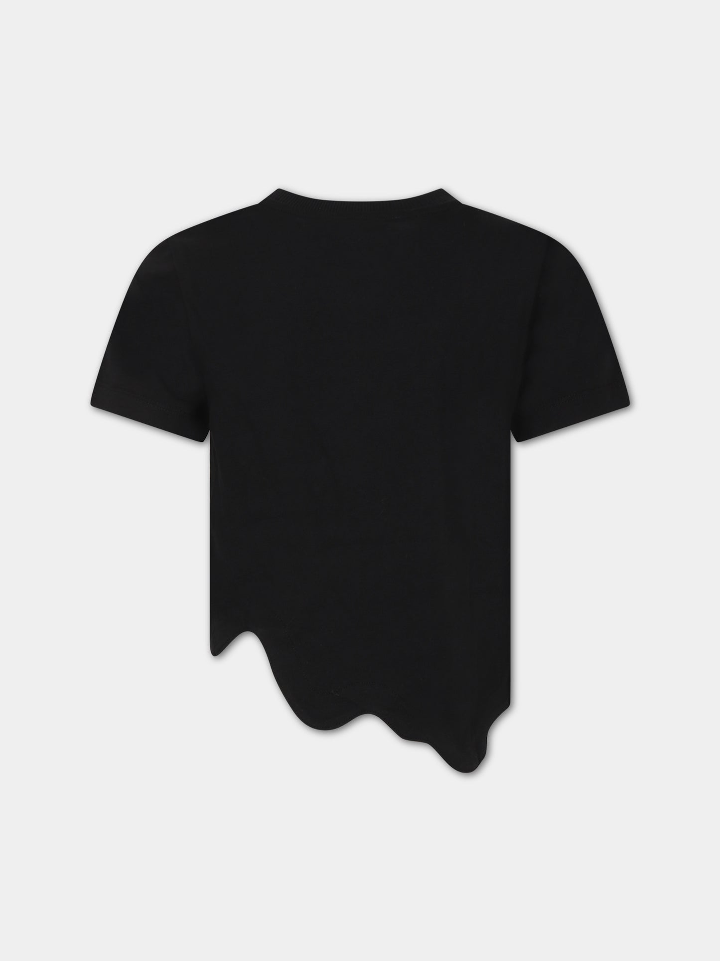 T-shirt nera per bambina con logo,Moschino Kids,HDM057 LAA20 60100