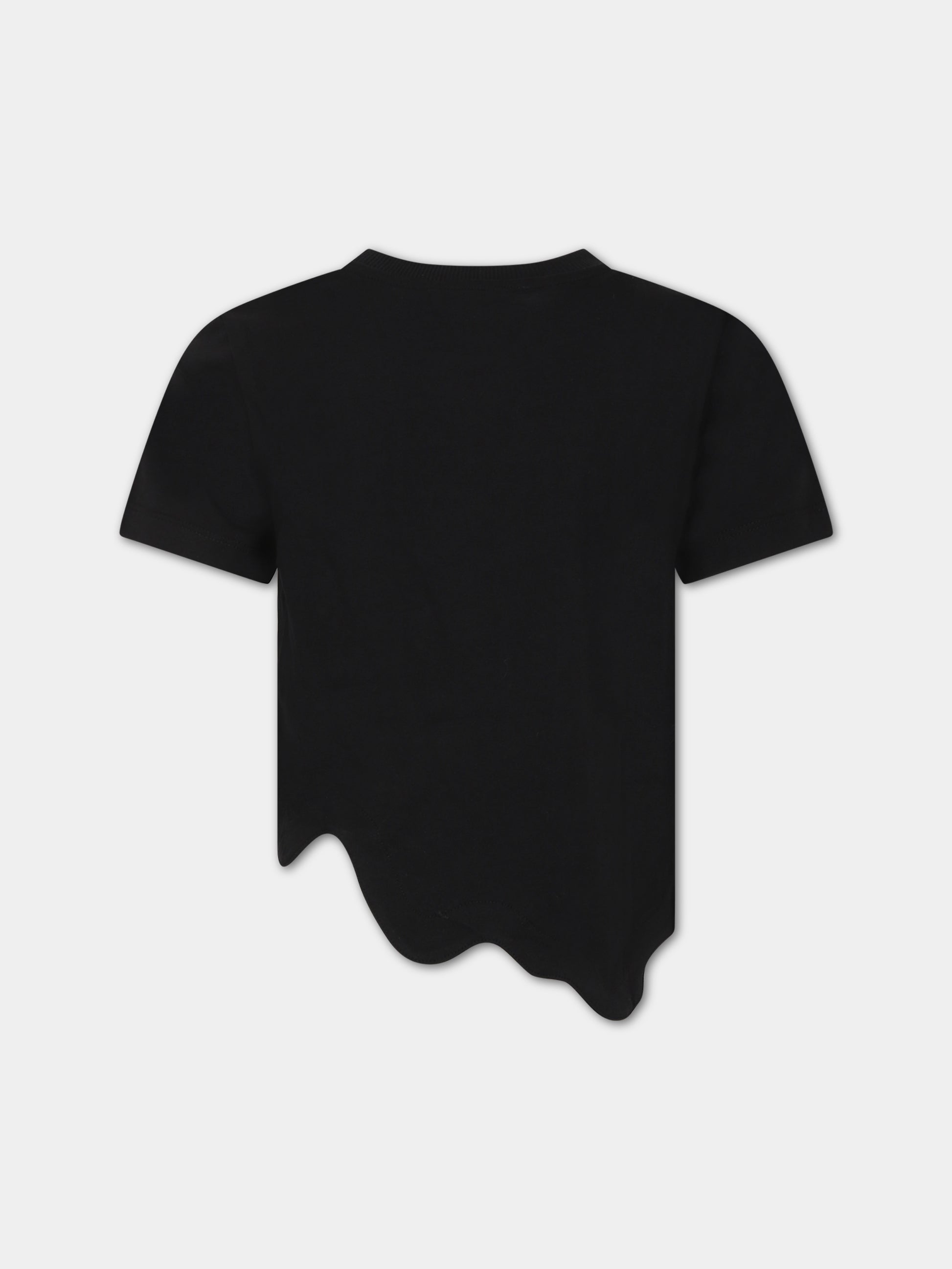 T-shirt nera per bambina con logo,Moschino Kids,HDM057 LAA20 60100