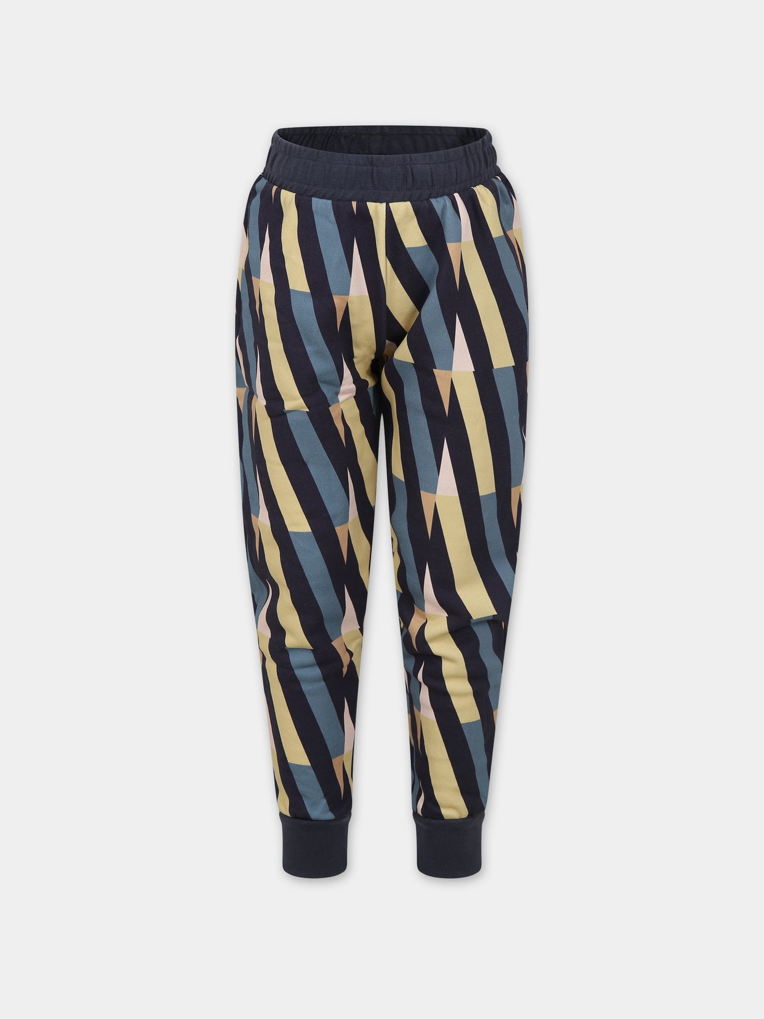 Pantaloni blu per bambini con stampa linee,Coco Au Lait,15COCOAW231053C