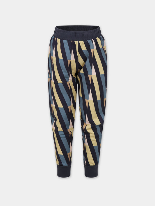 Pantaloni blu per bambini con stampa linee,Coco Au Lait,15COCOAW231053C