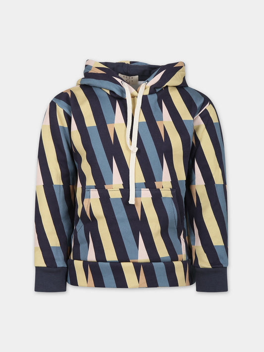 Felpa blu per bambini con stampa linee,Coco Au Lait,15COCOAW231075B