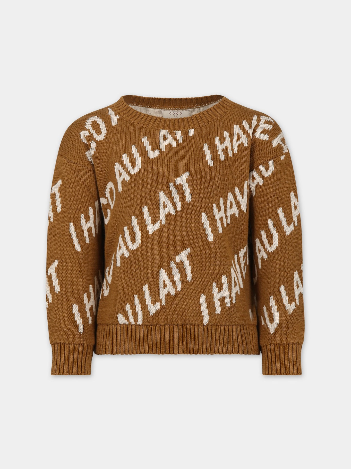 Maglione marrone per bambini con logo,Coco Au Lait,15COCOAW231090A