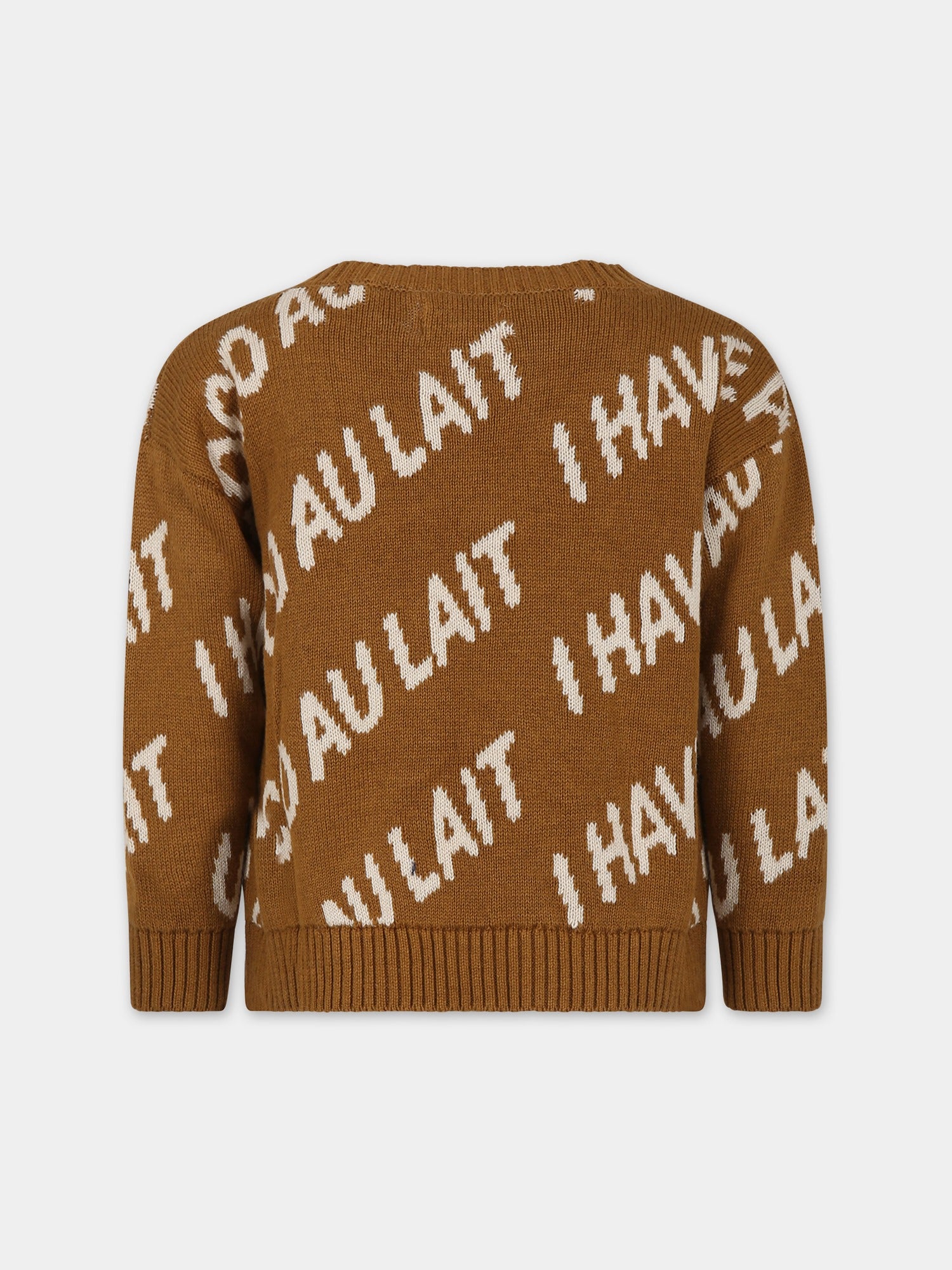 Maglione marrone per bambini con logo,Coco Au Lait,15COCOAW231090A