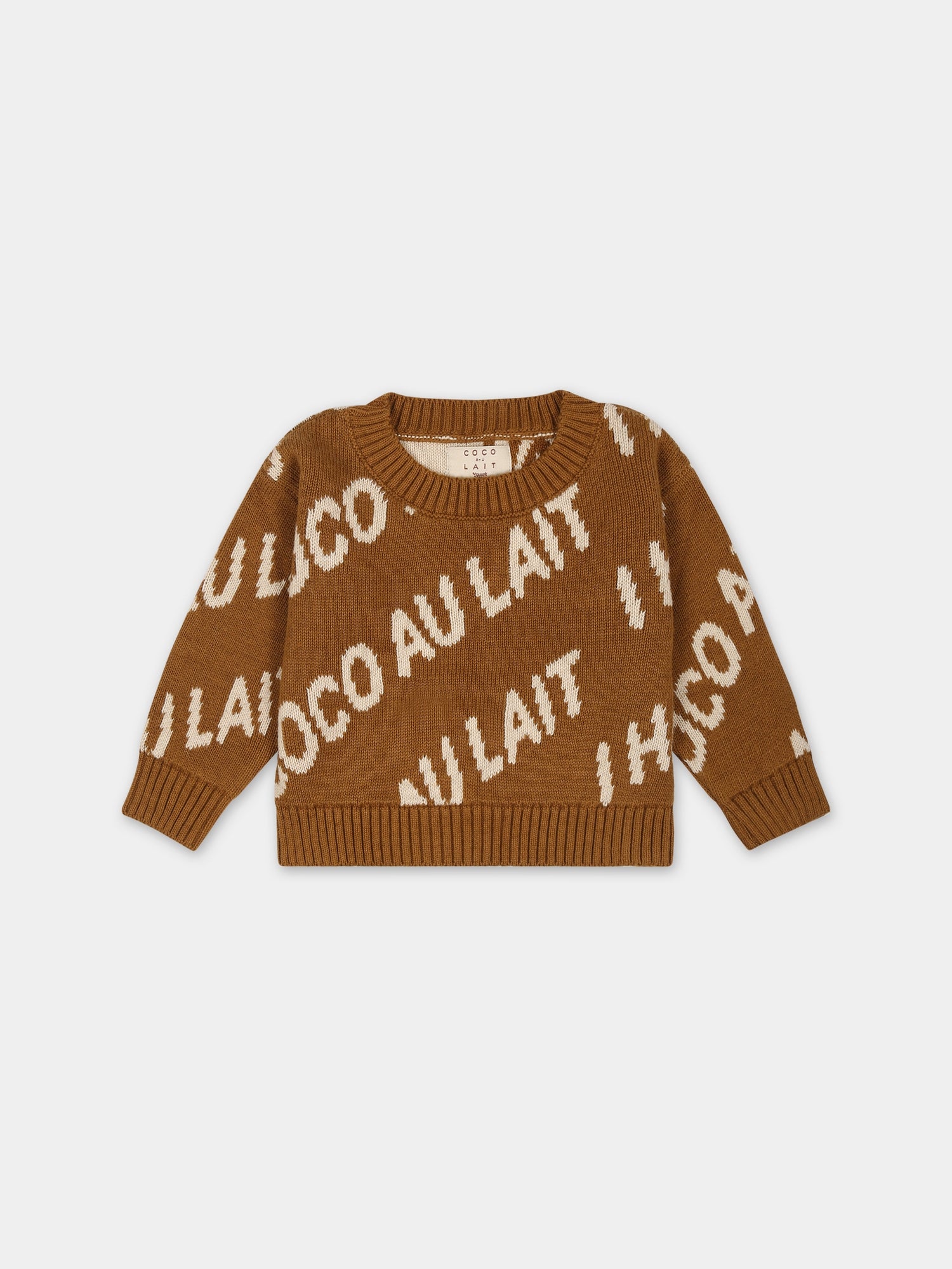 Maglione marrone per neonati con logo,Coco Au Lait,15COCOAW231205