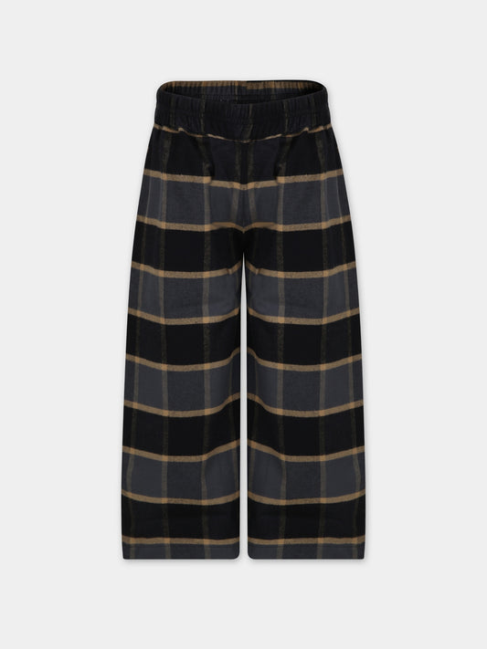 Pantaloni blu per bambina con stampa tartan,Coco Au Lait,15COCOAW231216