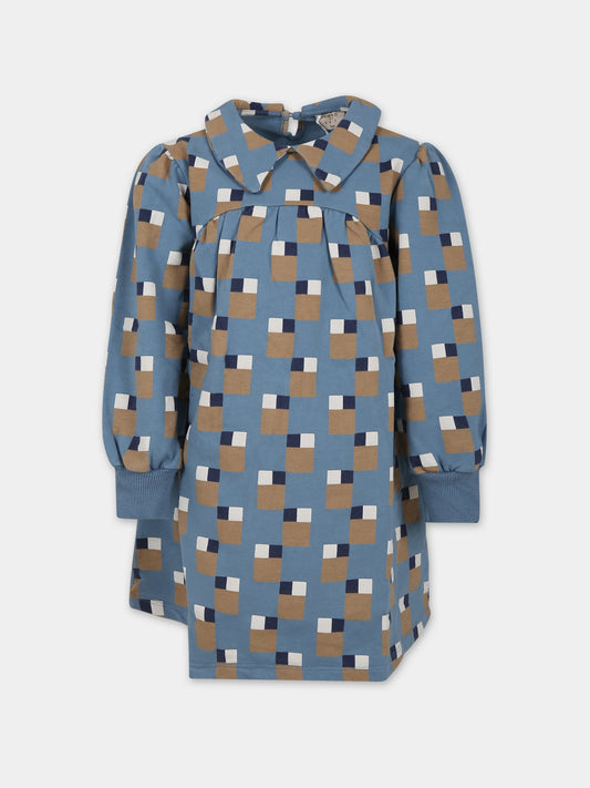 Vestito blu per bambina con stampa arte astratta,Coco Au Lait,15COCOAW231450