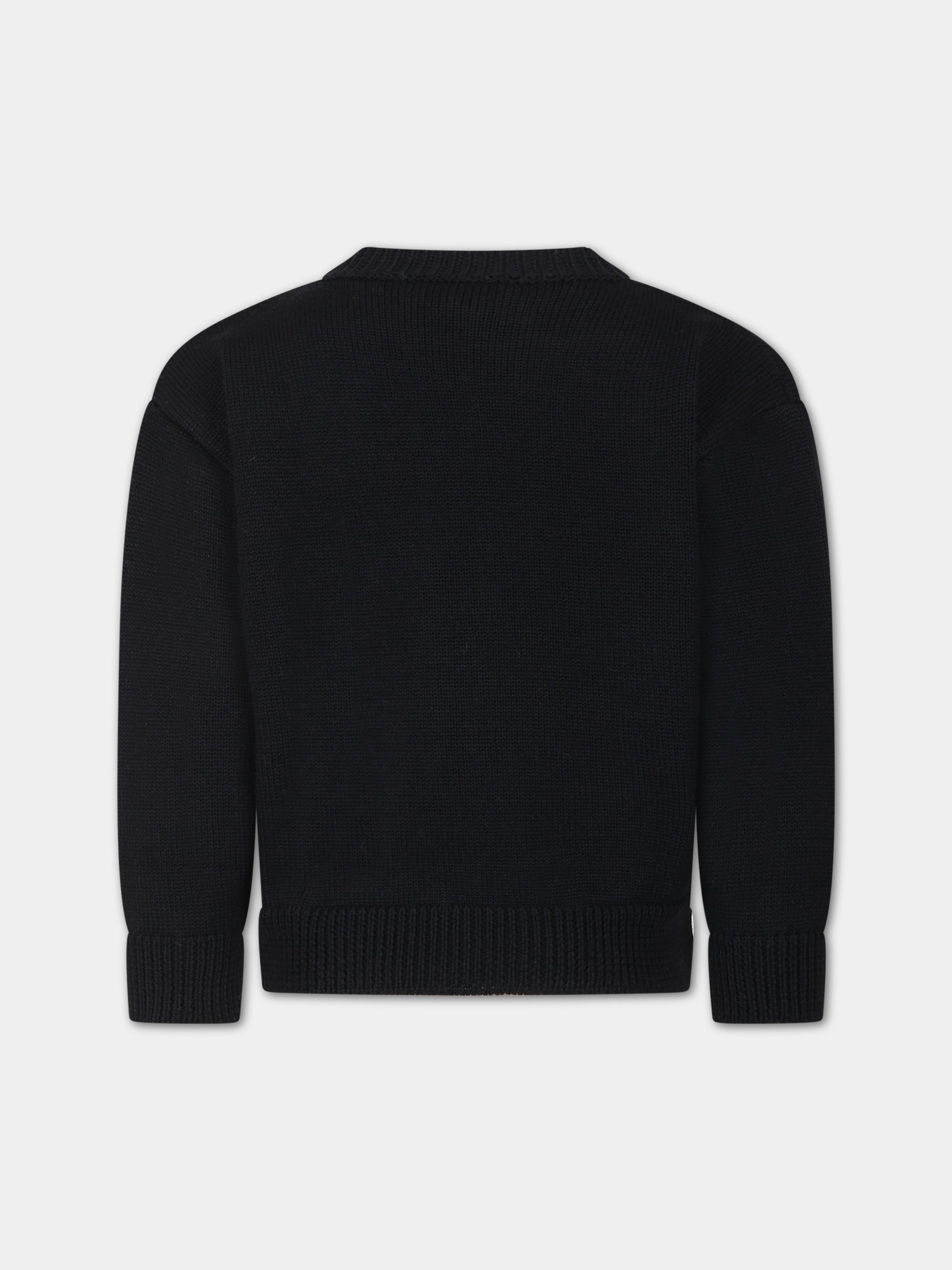 Maglione nero con logo per bambini,Fendi Kids,JUG147 AOCH F0GME