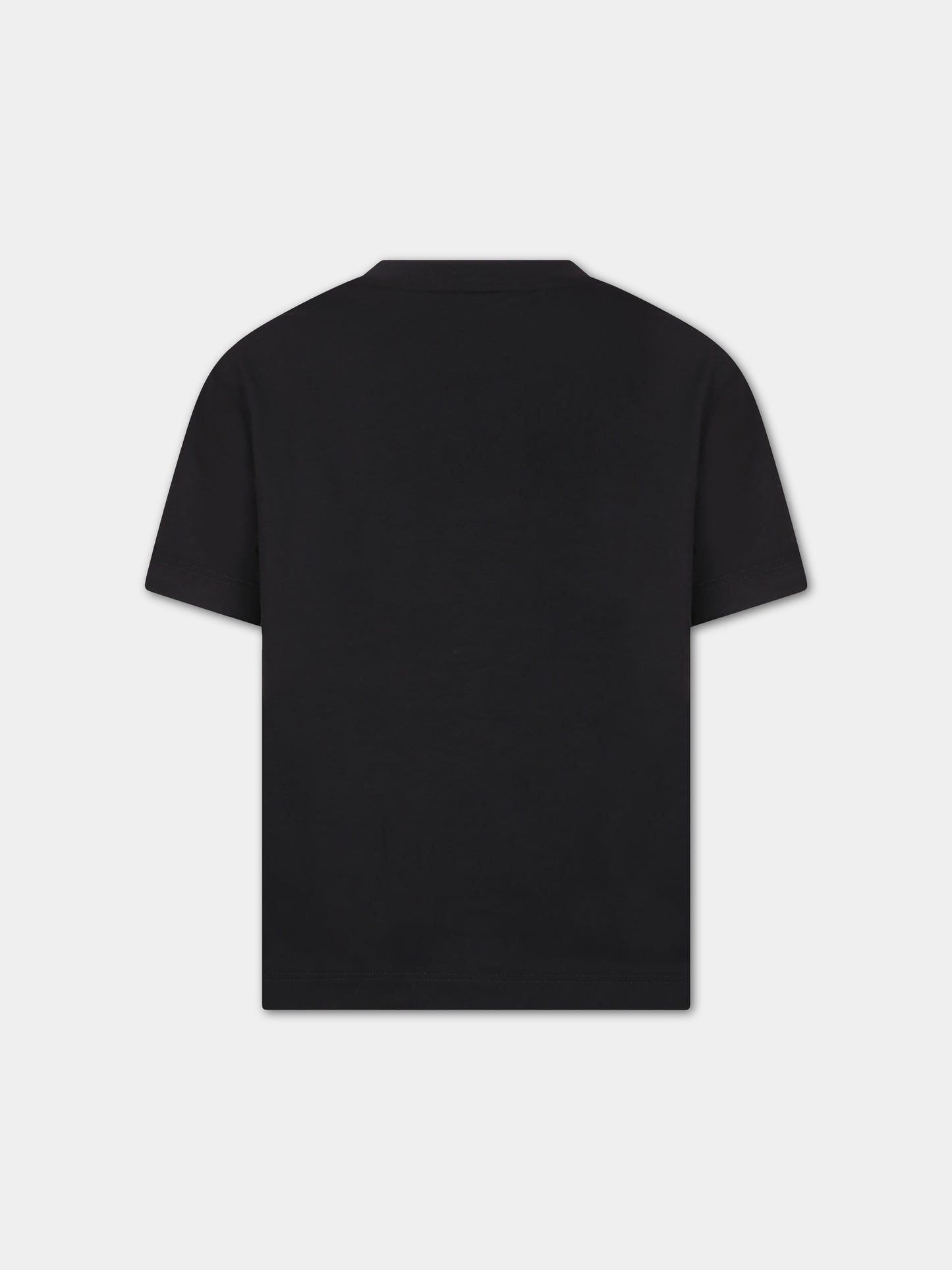 T-shirt nera con logo per bambini,Fendi Kids,JUI149 7AJ F0GME