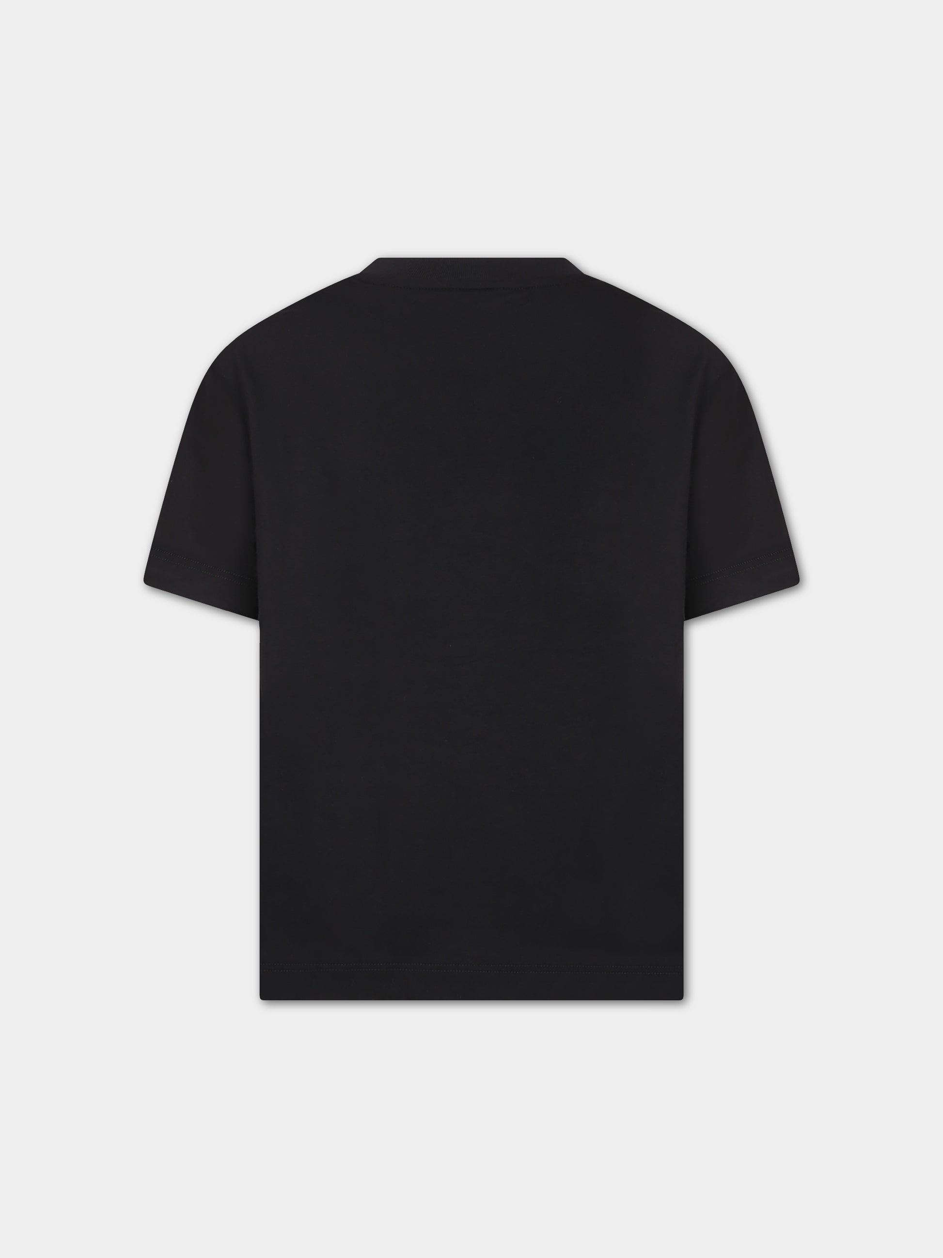 T-shirt nera con logo per bambini,Fendi Kids,JUI149 7AJ F0GME