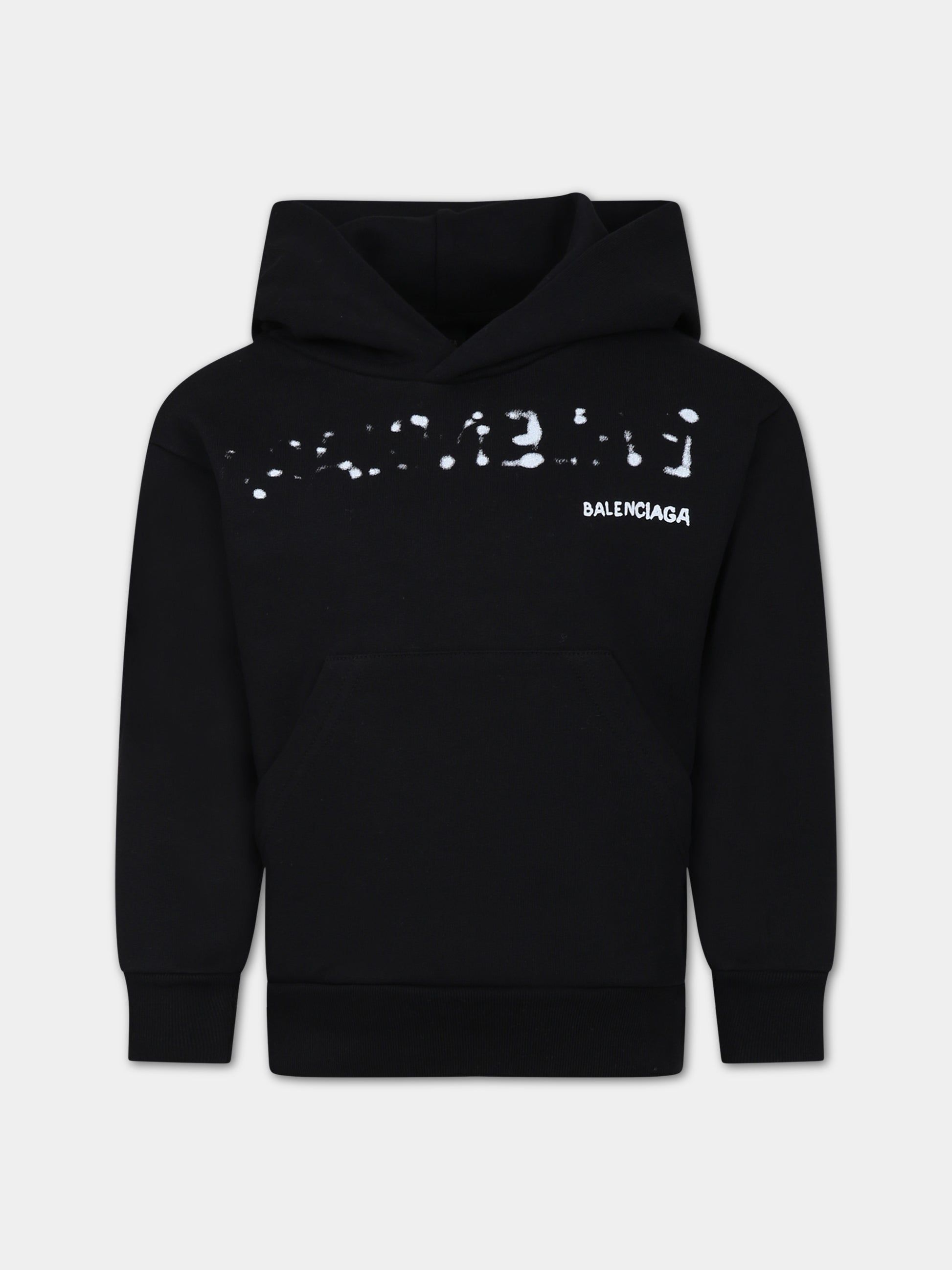 Felpa nera per bambini con logo,Balenciaga,682019 TOVT6 1070