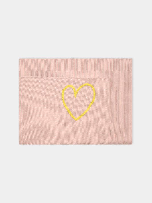 Coperta rosa per neonata con cuore e logo,Gensami,COP01-B-CUORE