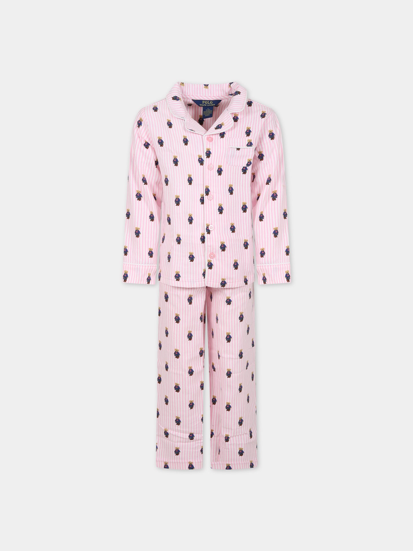 Pigiama rosa per bambina con orsi,Ralph Lauren Kids,23WMRL3P0143 W2Q