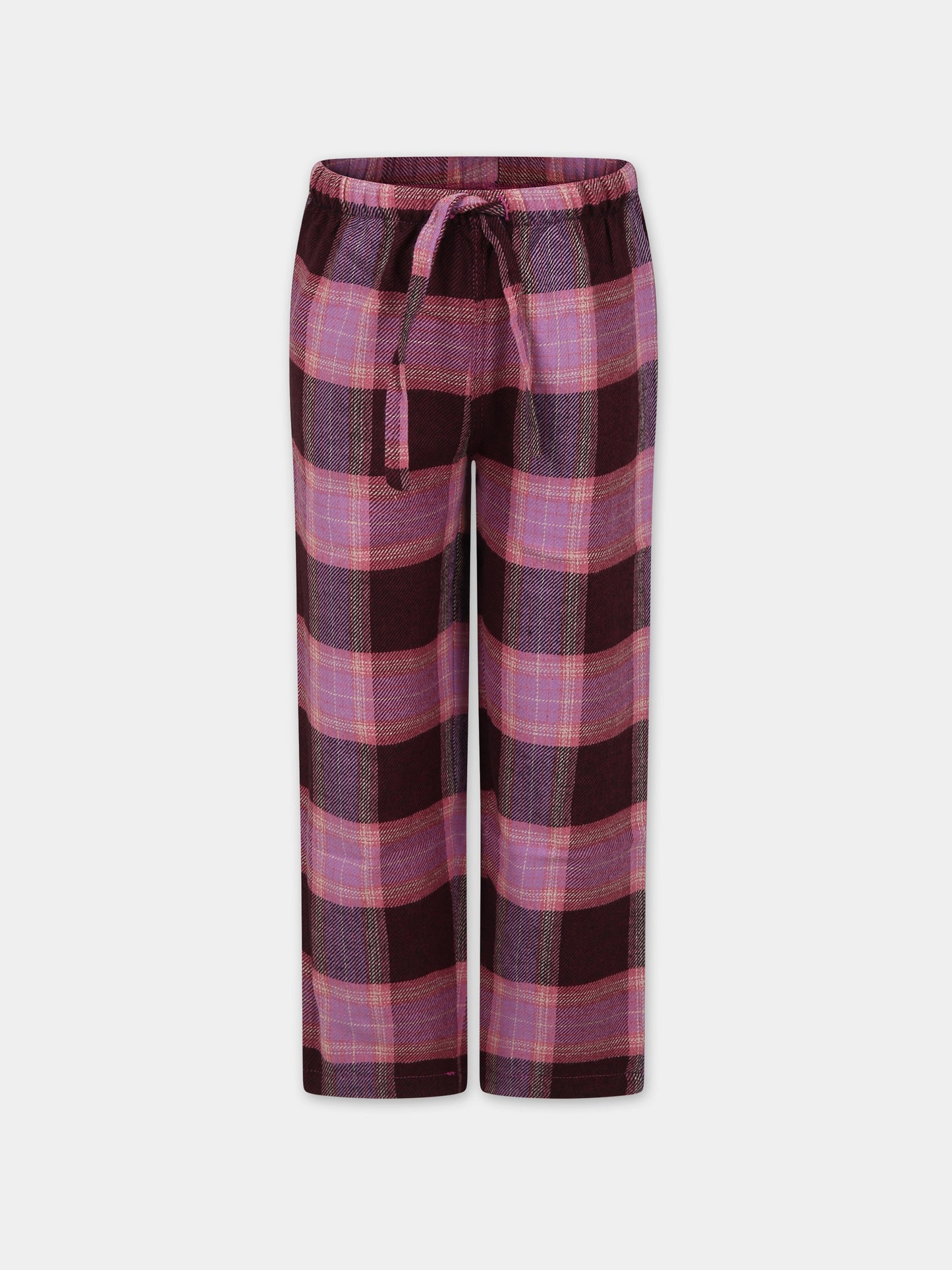 Pantaloni pigiama rosa per bambina con logo,Mc2 Saint Barth,HYPNOS G TARTAN 2445