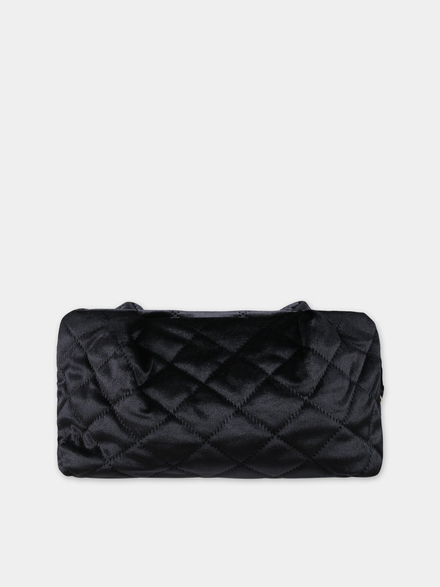 Pochette nera per bambina con logo,Mc2 Saint Barth,SMALL POUCH VELVET QUILT SQ 00 EMB