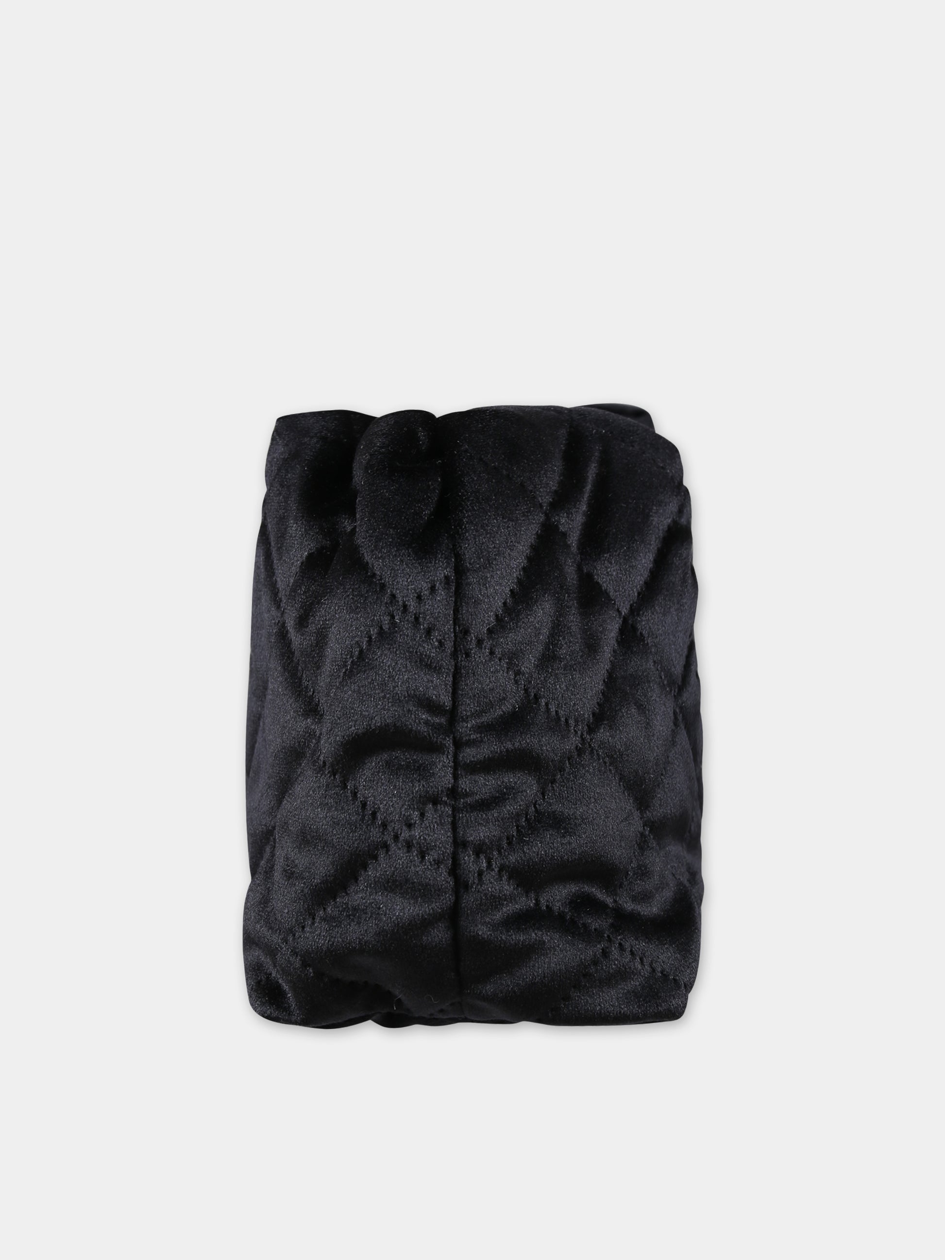 Pochette nera per bambina con logo,Mc2 Saint Barth,SMALL POUCH VELVET QUILT SQ 00 EMB