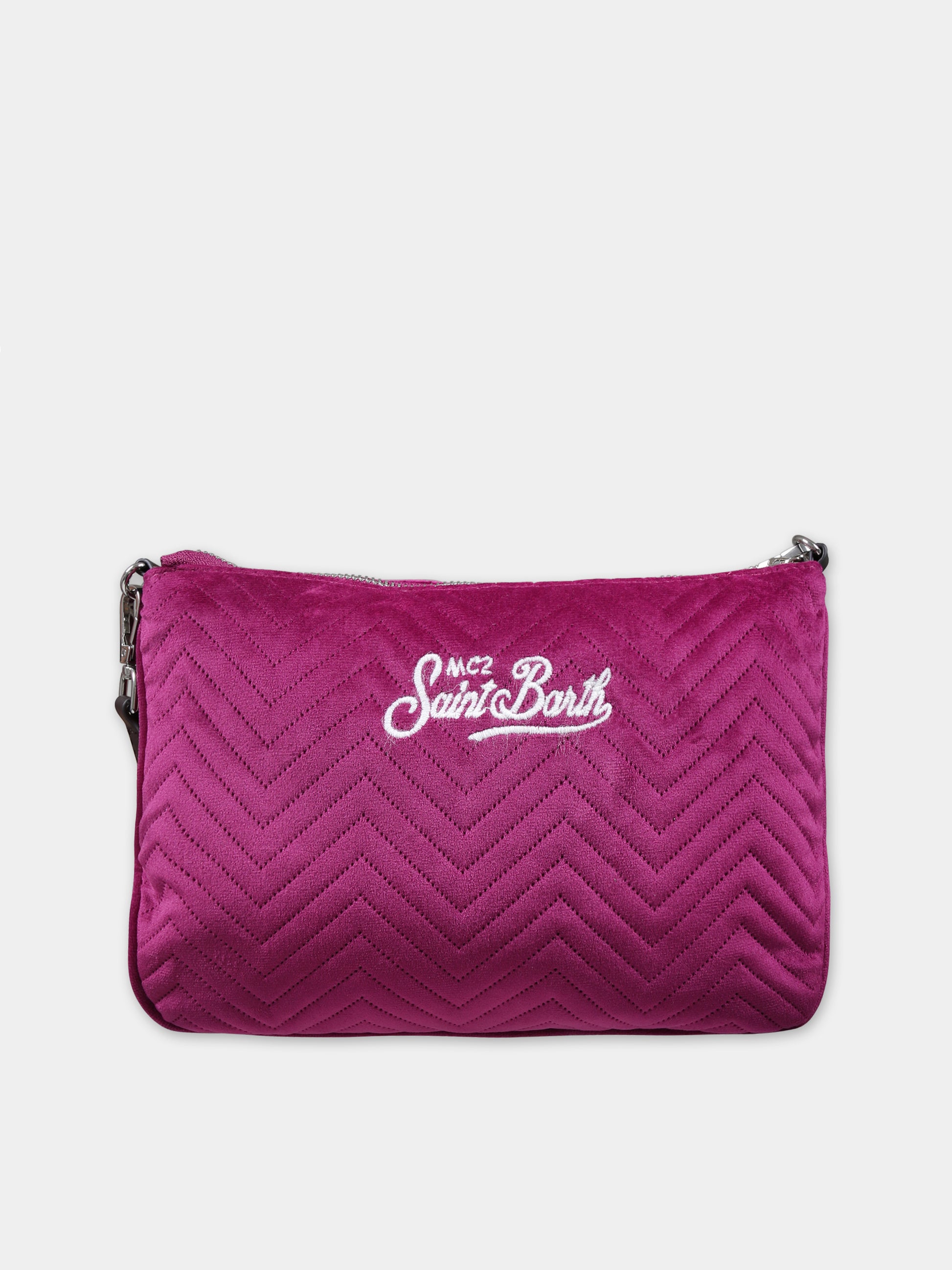 Pochette viola per bambina con logo,Mc2 Saint Barth,PARISIENNE W VELVET QUILT HB 77 EMB