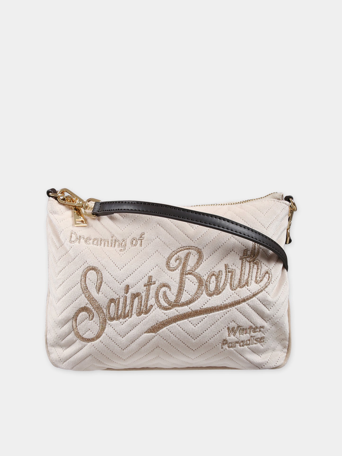 Pochette avorio per bambina con logo,Mc2 Saint Barth,PARISIENNE W VELVET QUILT HB 11 EMB