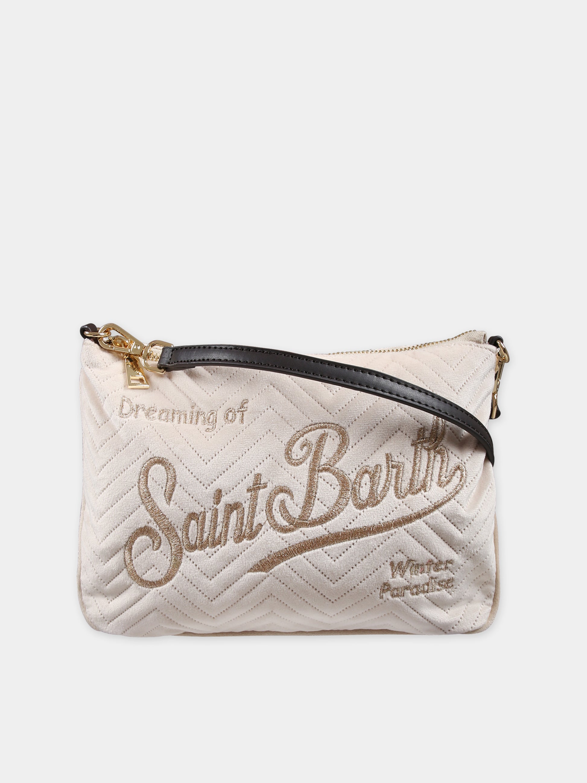Pochette avorio per bambina con logo,Mc2 Saint Barth,PARISIENNE W VELVET QUILT HB 11 EMB