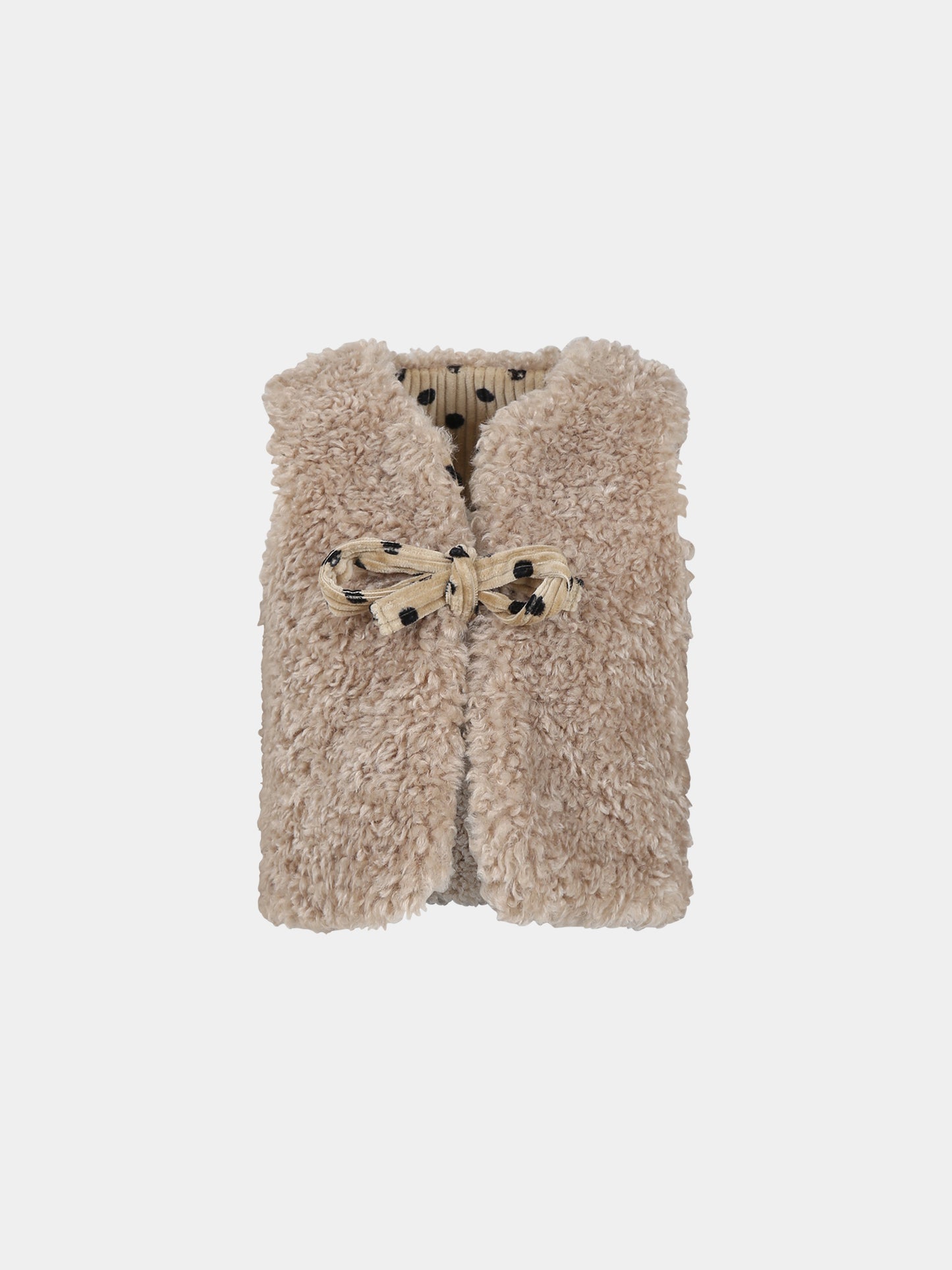 Gilet beige reversibile per bambina con pois,Paade Mode,234231555