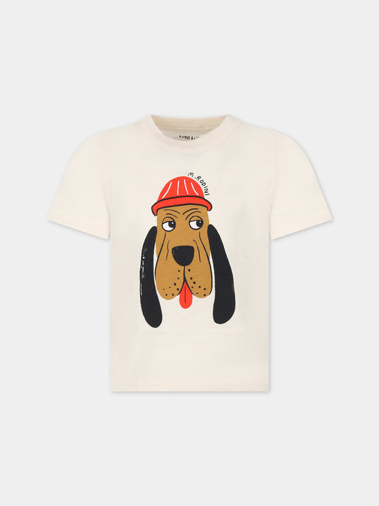 T-shirt avorio per bambini con cane,Mini Rodini,2412011111