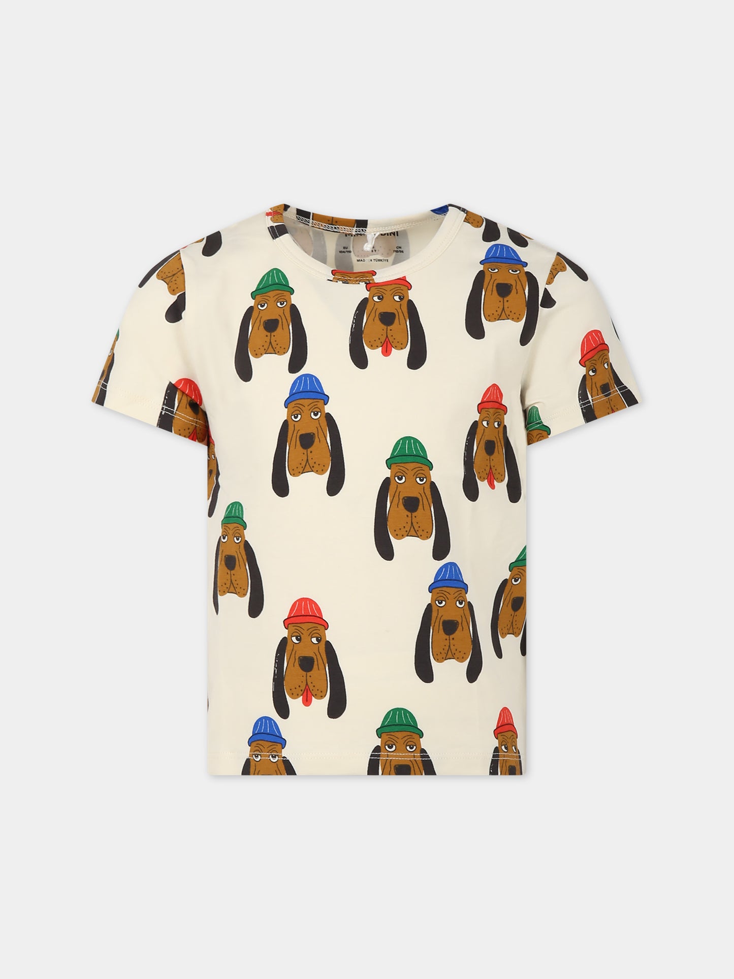 T-shirt avorio per bambini con cani,Mini Rodini,2412011211