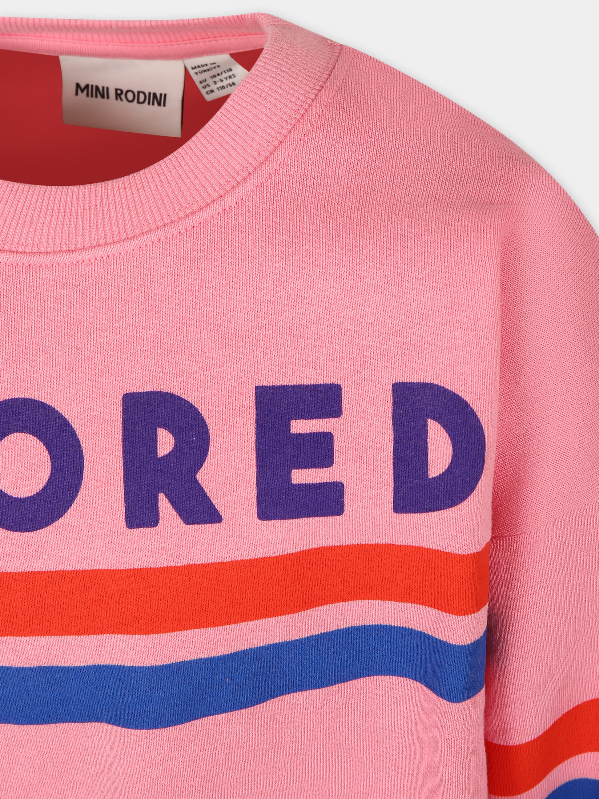 Felpa rosa per bambina con scritta,Mini Rodini,2412011928