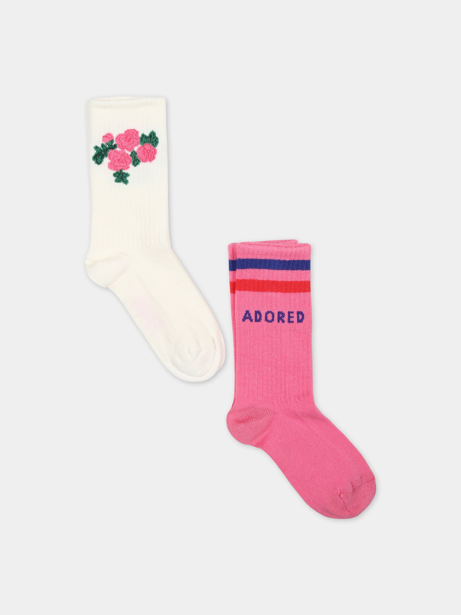 Set multicolor per bambina con rose e scritta,Mini Rodini,2416011128