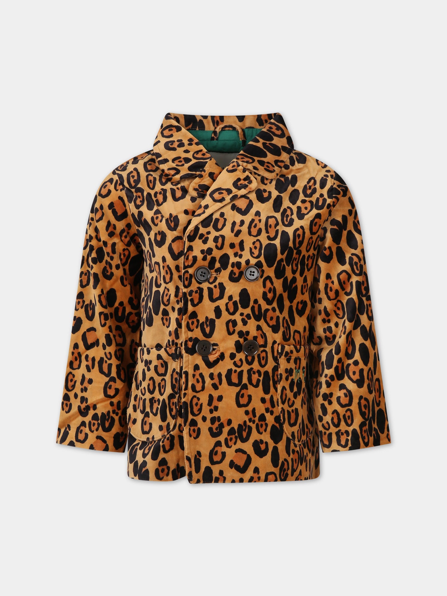 Giacca marrone per bambina con stampa leopardata,Mini Rodini,2411010316