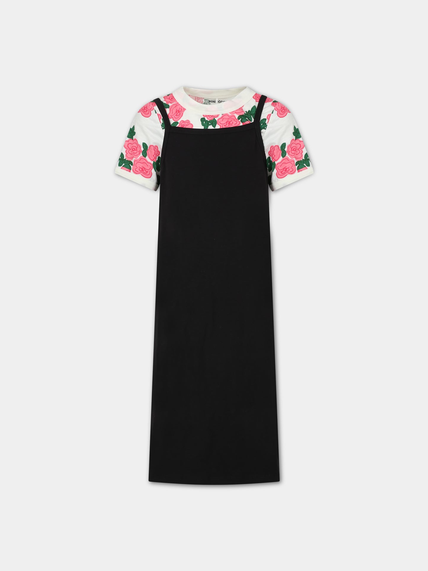 Completo nero per bambina con rose,Mini Rodini,2415010900