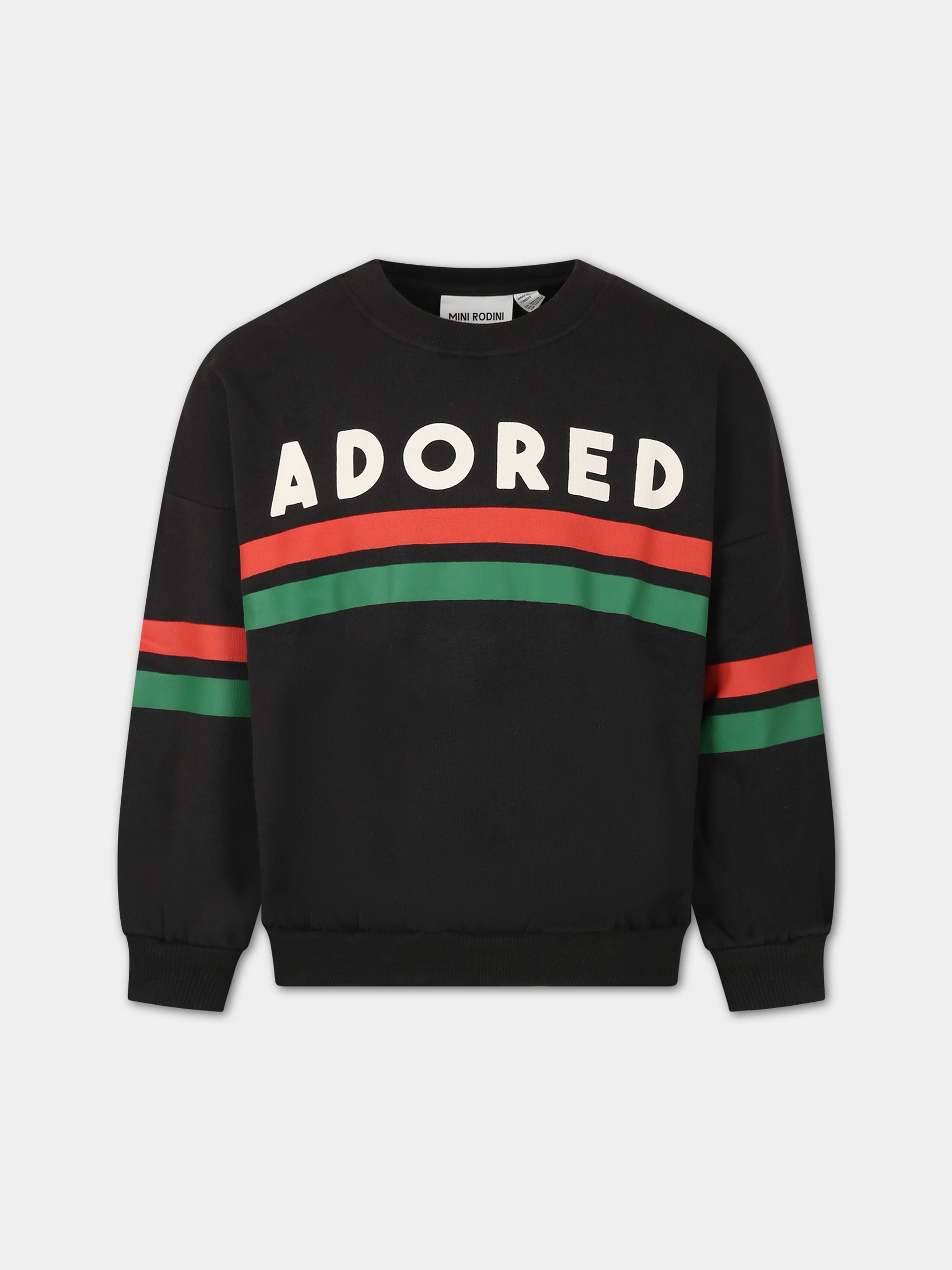 Felpa nera per bambini con scritta,Mini Rodini,2412011999