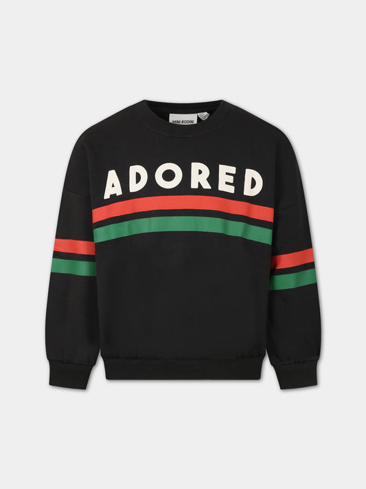 Felpa nera per bambini con scritta,Mini Rodini,2412011999