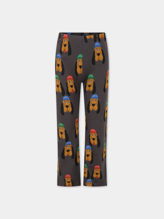 Pantaloni grigi per bambina con cani,Mini Rodini,2413011097