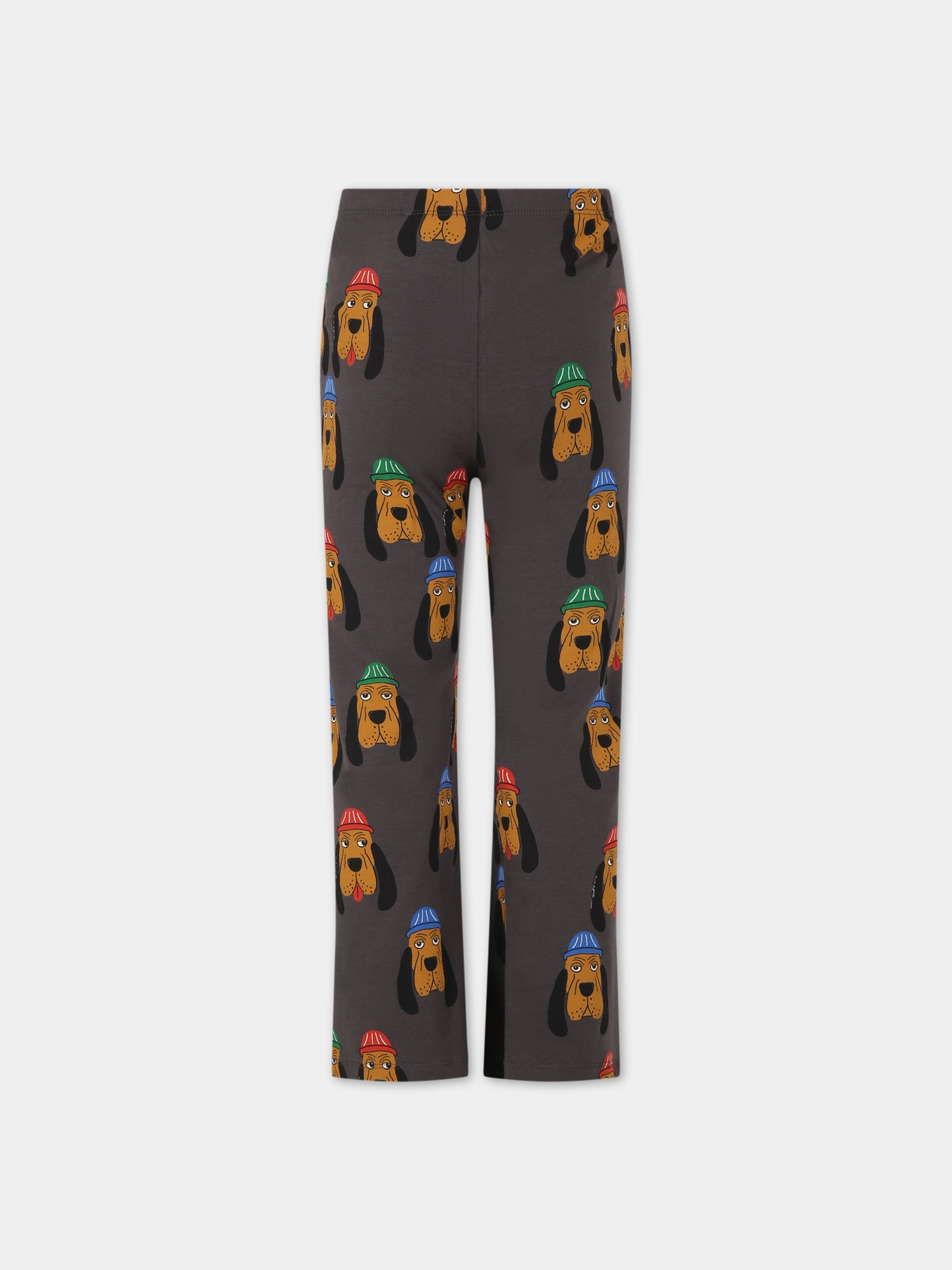 Pantaloni grigi per bambina con cani,Mini Rodini,2413011097