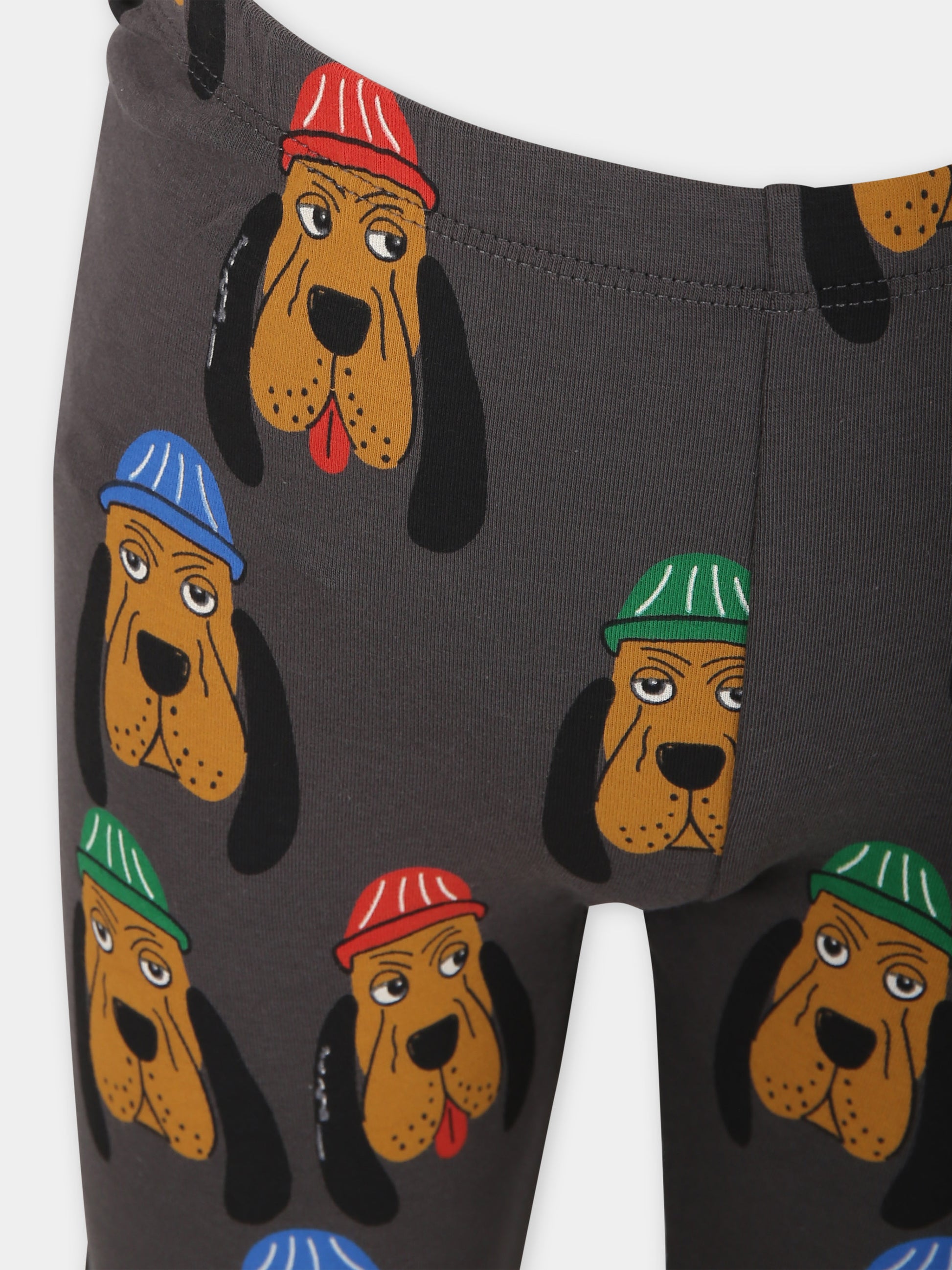 Pantaloni grigi per bambina con cani,Mini Rodini,2413011097