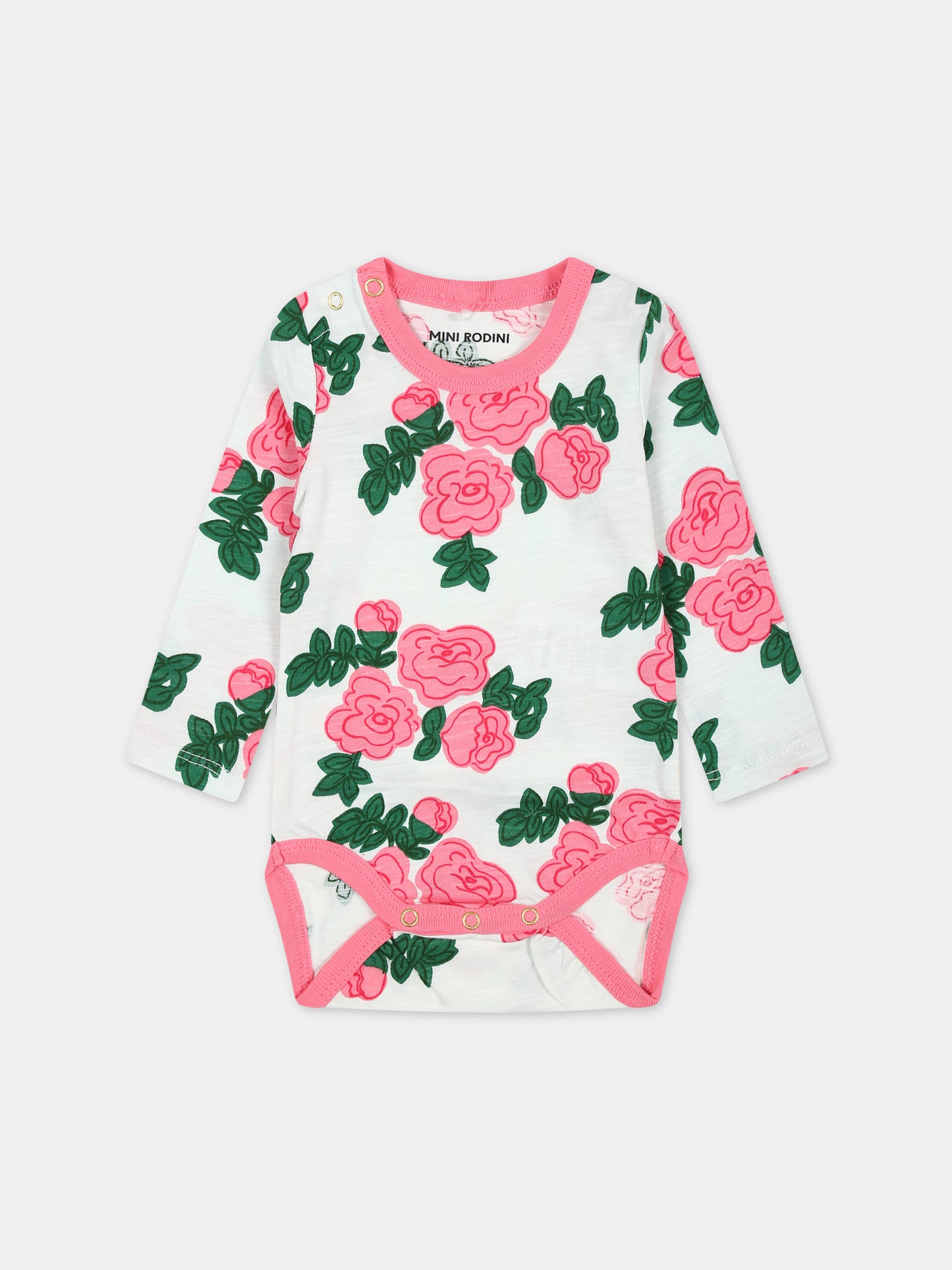 Completo bianco per neonata con rose,Mini Rodini,2414011228