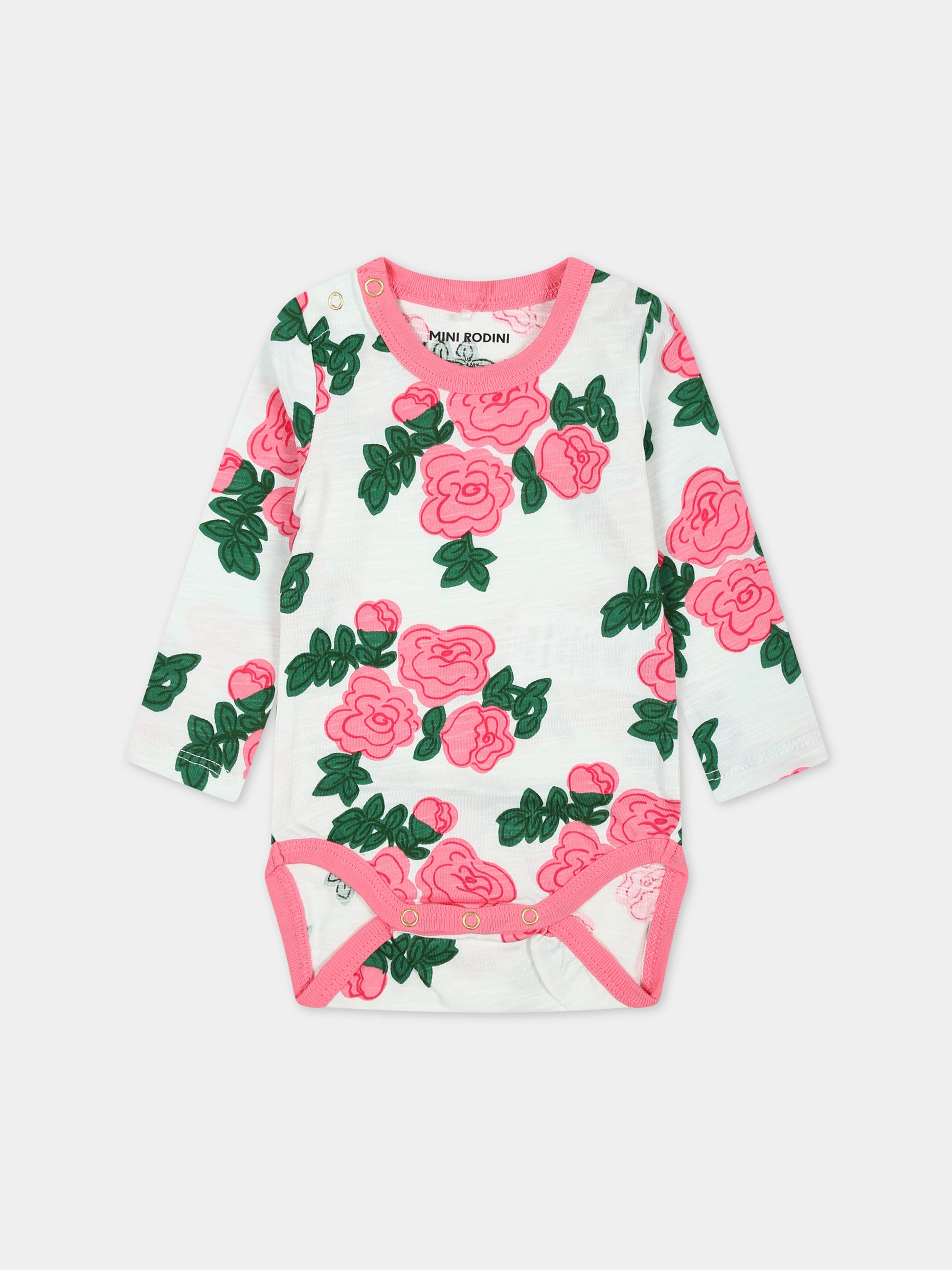 Completo bianco per neonata con rose,Mini Rodini,2414011228