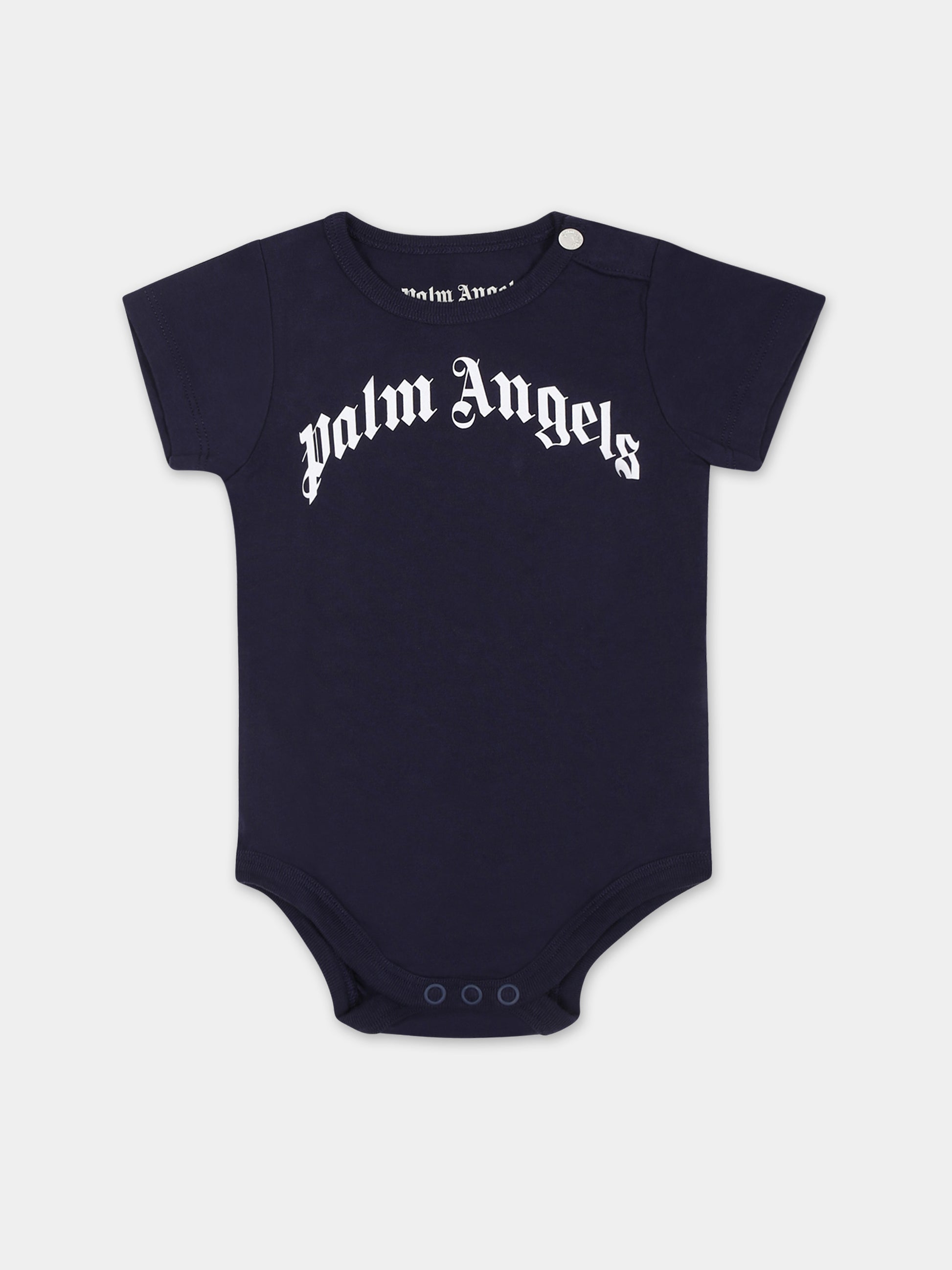 Set blu per neonati con logo e orso,Palm Angels,PB2X009F23JER0014601