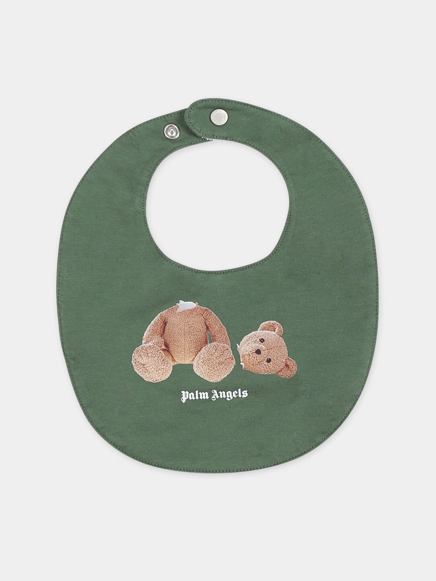 Completo verde per neonato con orso e logo,Palm Angels,PB2X010F23FLE0015501