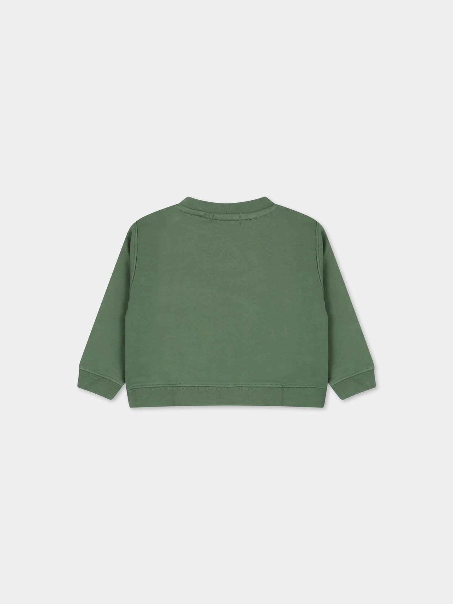 Felpa verde per neonato con orso e logo,Palm Angels,PBXC001F23FLE0025560