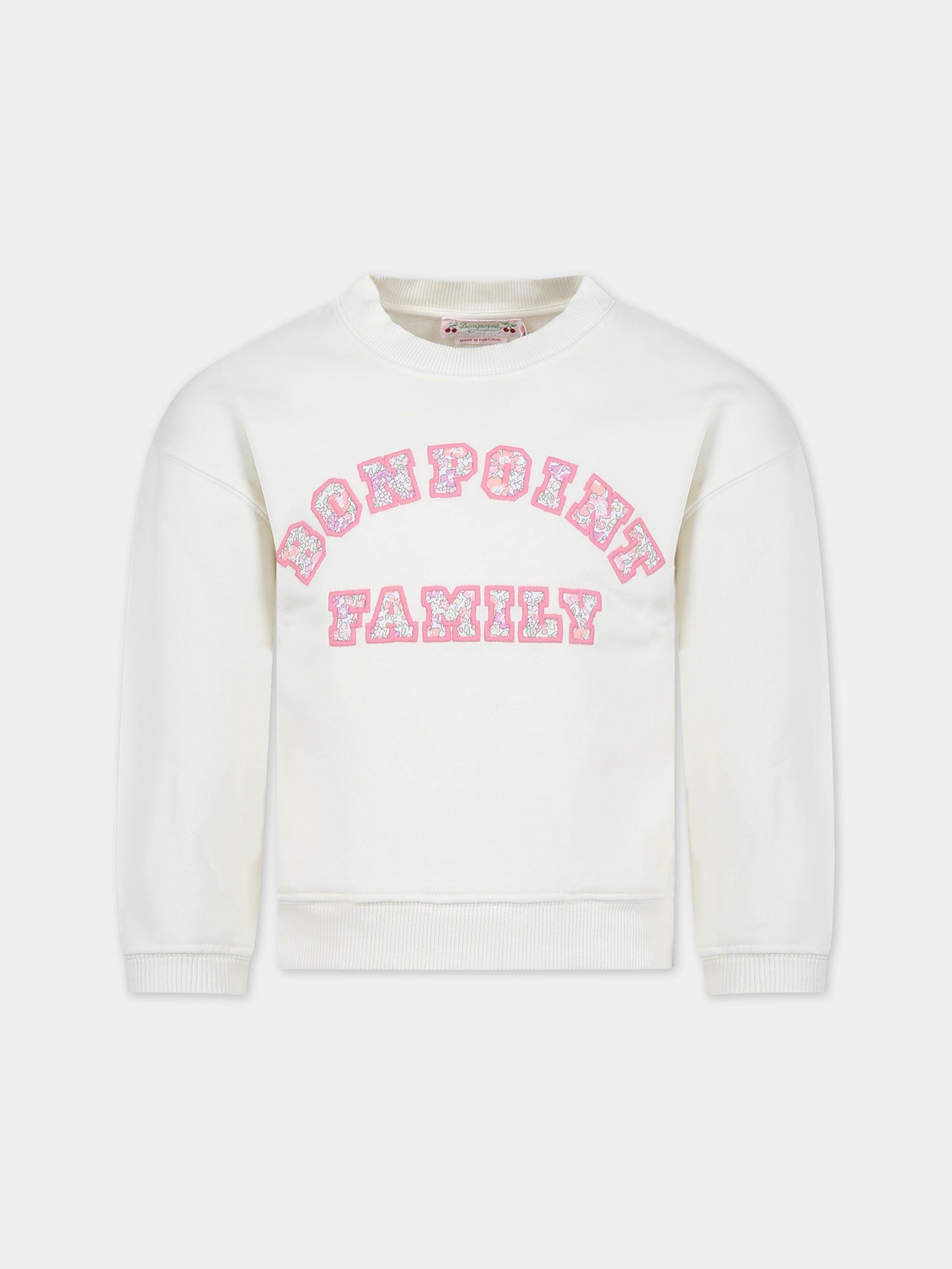Felpa avorio per bambina con logo,Bonpoint,S04GSWK00002 104