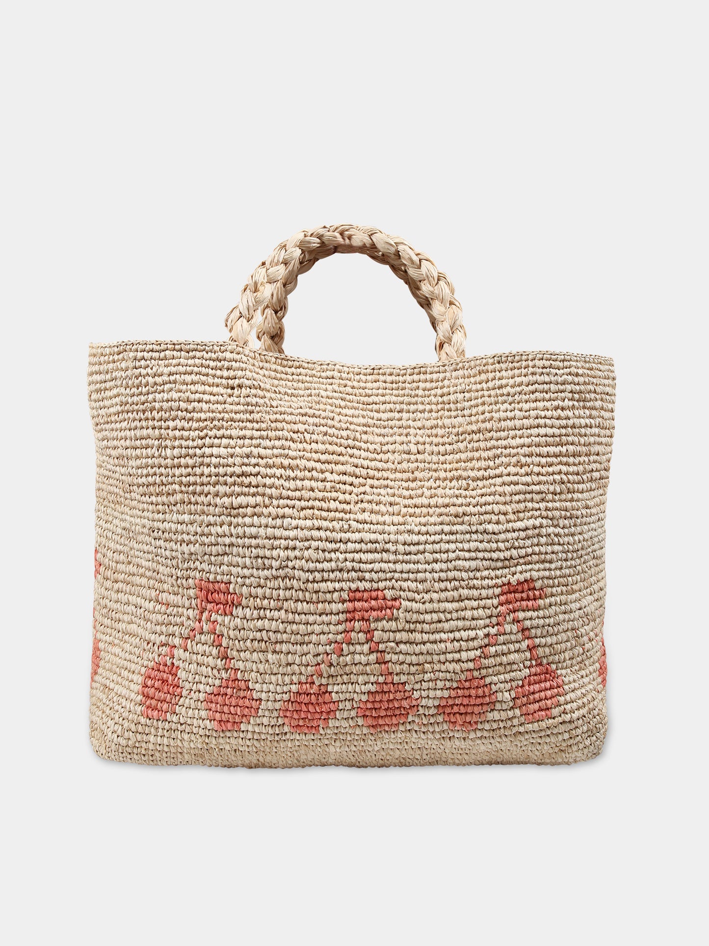 Borsa beige per bambina con stampa ciliegie,Bonpoint,C04GBAW00001 035