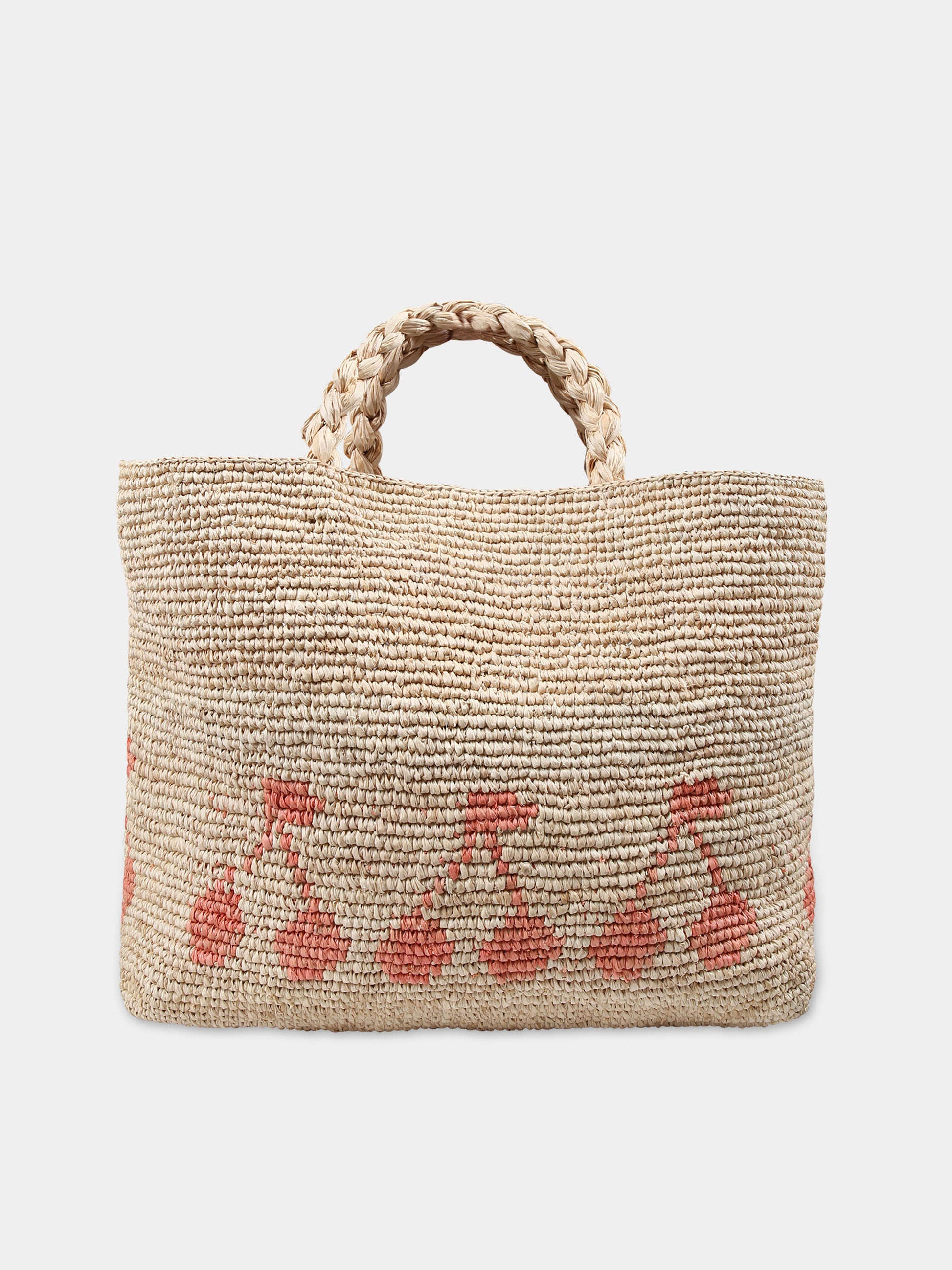 Borsa beige per bambina con stampa ciliegie,Bonpoint,C04GBAW00001 035