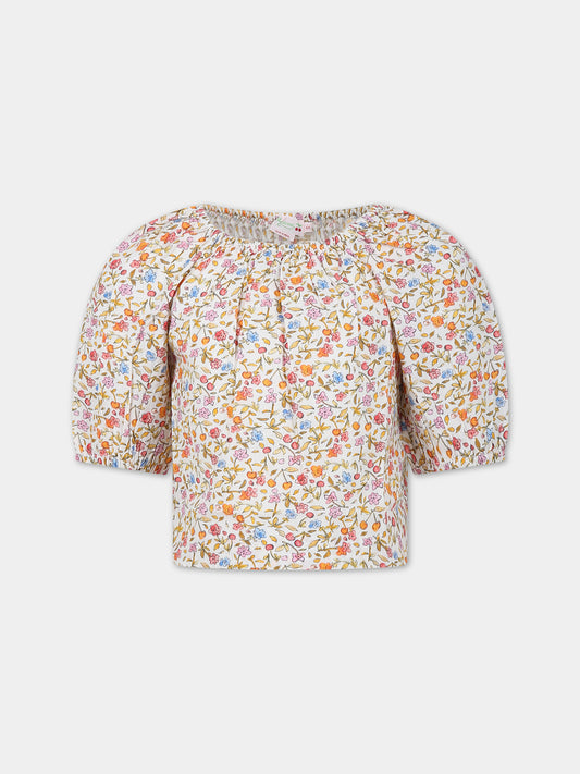 Top multicolor per bambina con stampa floreale all-over,Bonpoint,C04GBLW00002 535C