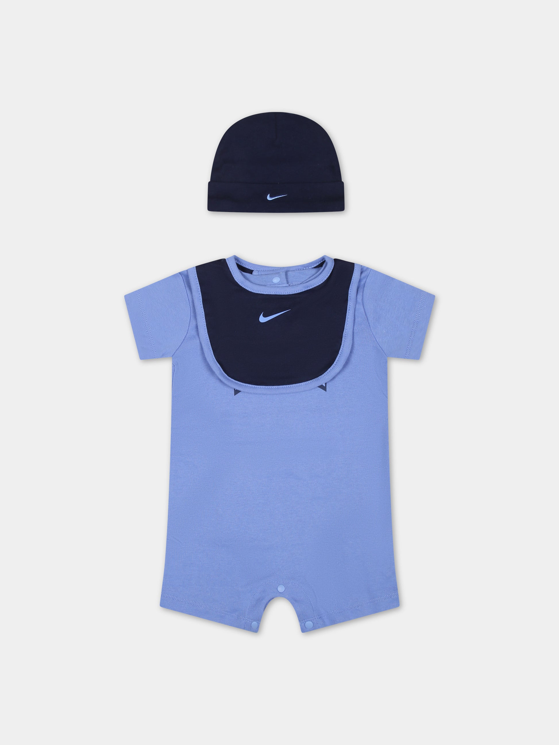 Set pagliaccetto azzurro per neonato con logo,Nike,NN1049 BGZ