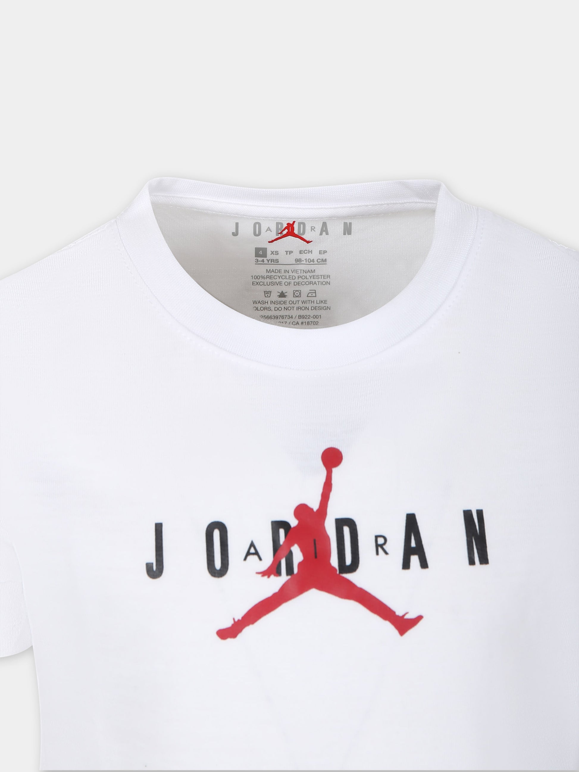 T-shirt bianca per bambino con iconico Jumpman,Jordan,85B922 001