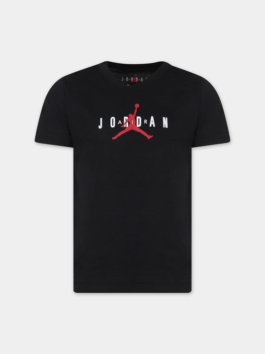 T-shirt nera per bambino con iconico Jumpman,Jordan,85B922 023