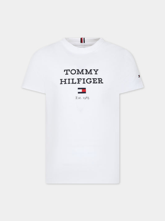T-shirt bianca per bambini con logo,Tommy Hilfiger Junior,23FMTHKB0KB08671J YBR